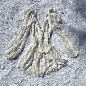 Angel Biba White Lace Long Sleeve Dress